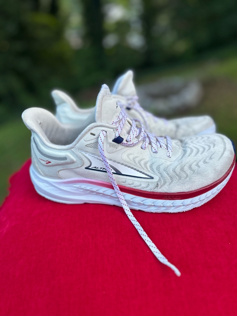 Altra Women's Athletic Shoes in Cream with Red Accent